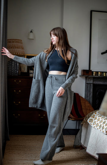 Grey womens lambswool Cardigan by Paul James
