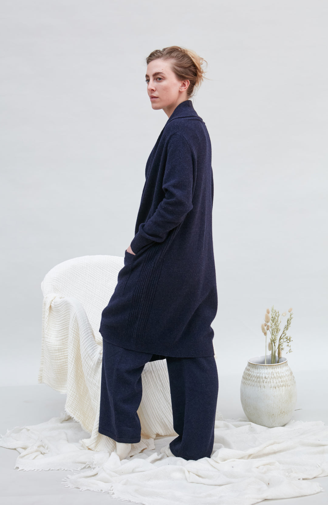 Blue womens lambswool Cardigan by Paul James