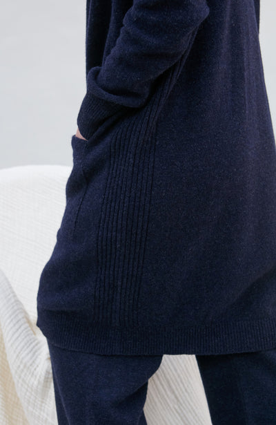 Womens Pure Lambswool Long Line Cardigan with Pockets