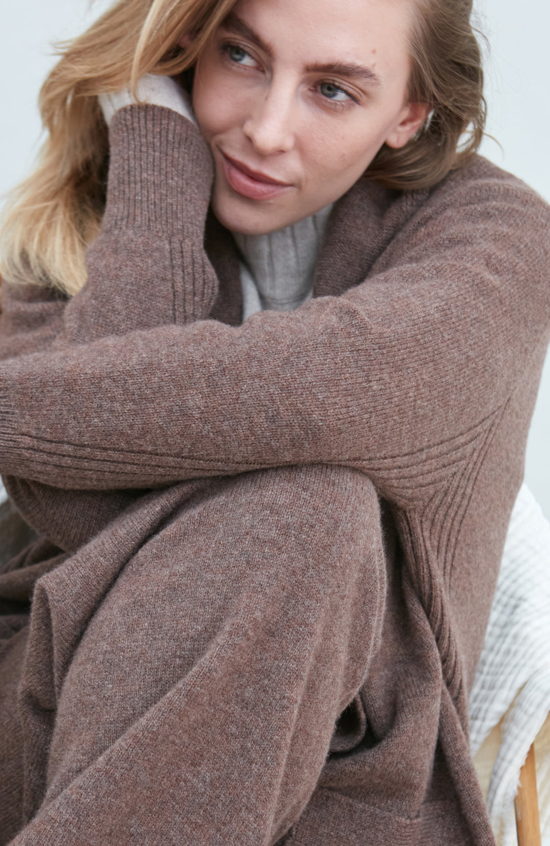 Brown womens lambswool Cardigan by Paul James