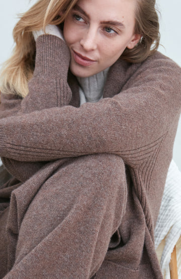 Brown womens lambswool Cardigan by Paul James