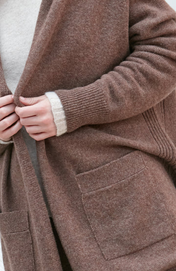 Womens Pure Lambswool Long Line Cardigan with Pockets