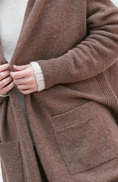 Womens Pure Lambswool Long Line Cardigan with Pockets