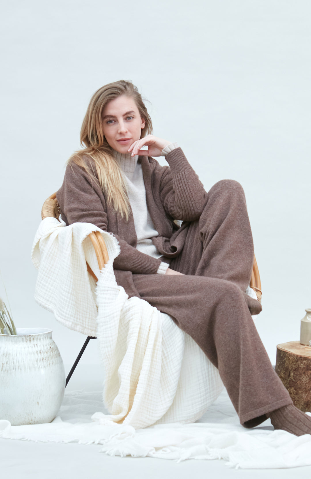 Brown womens lambswool Cardigan by Paul James
