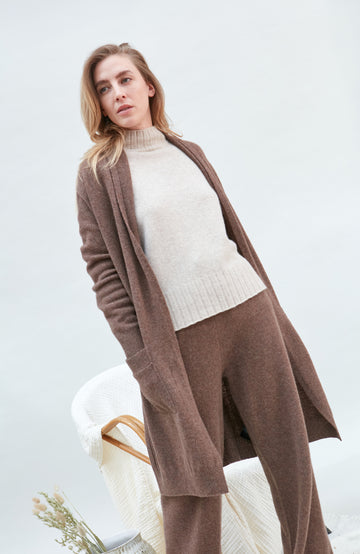 Brown womens lambswool Cardigan by Paul James