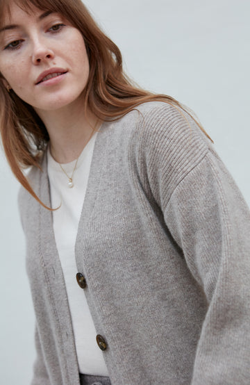 beige womens wool cardigan