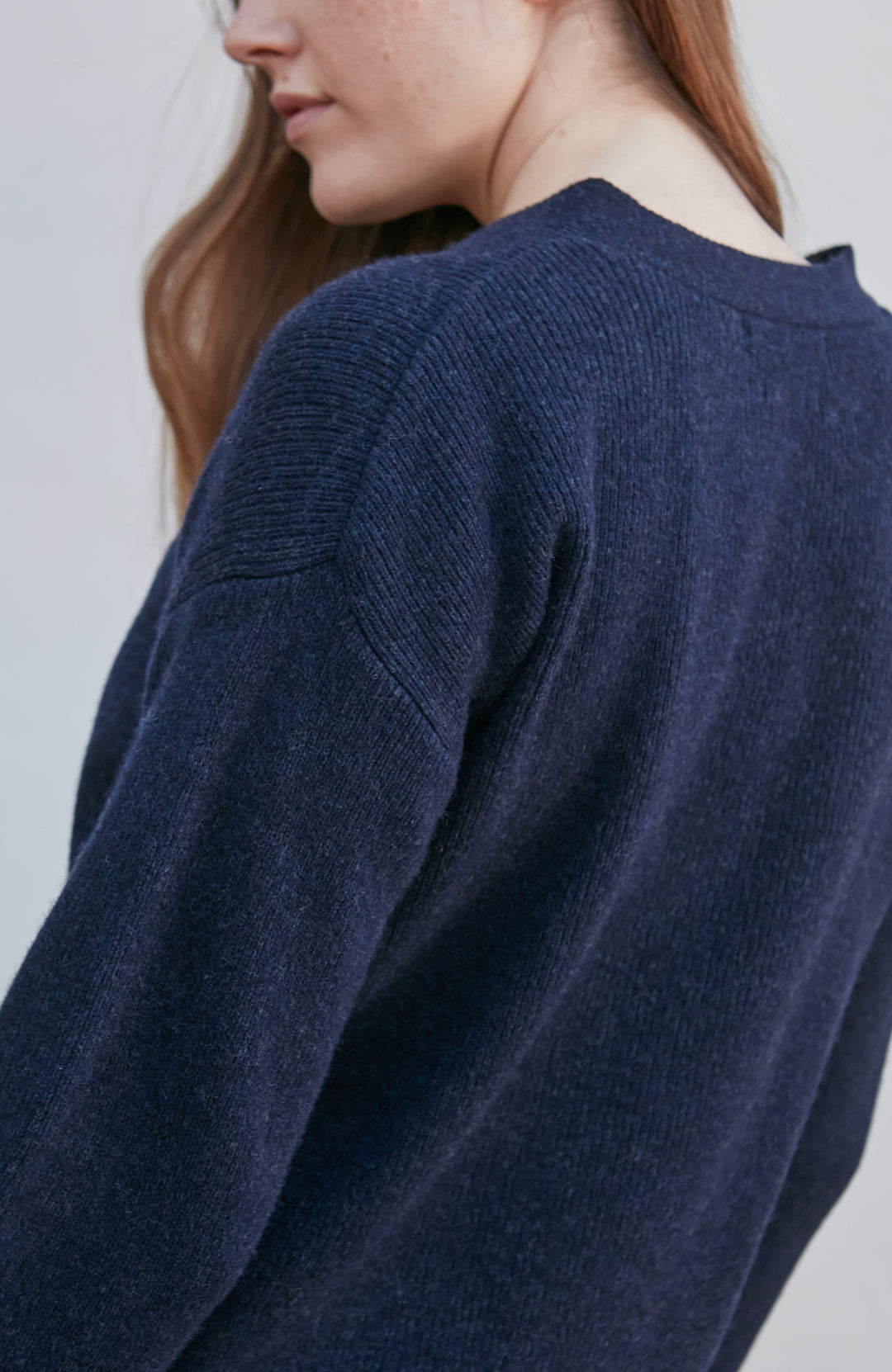navy womens warm wool cardigan by Paul James