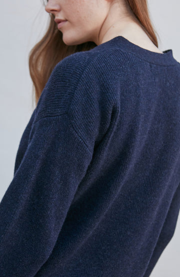navy womens warm wool cardigan by Paul James