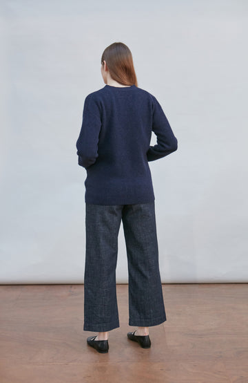 navy womens warm wool cardigan by Paul James