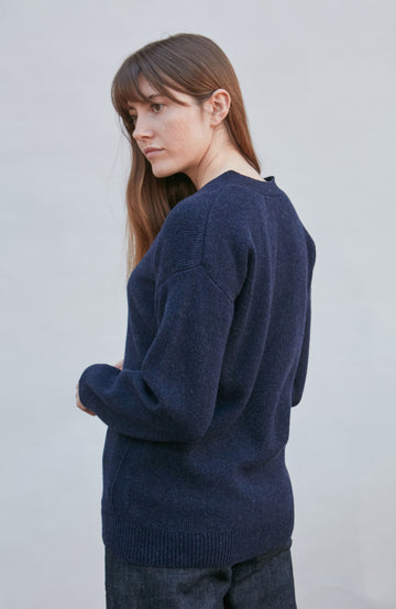 navy womens warm wool cardigan by Paul James