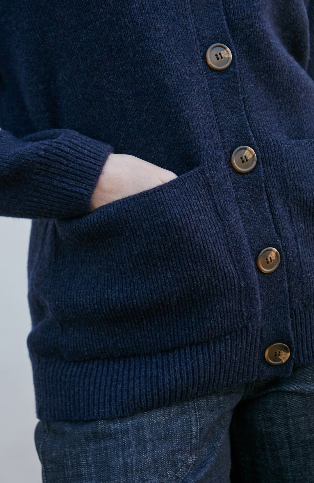 navy womens warm wool cardigan by Paul James