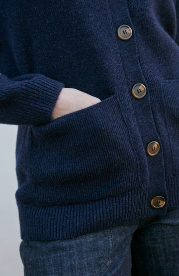 navy womens warm wool cardigan by Paul James