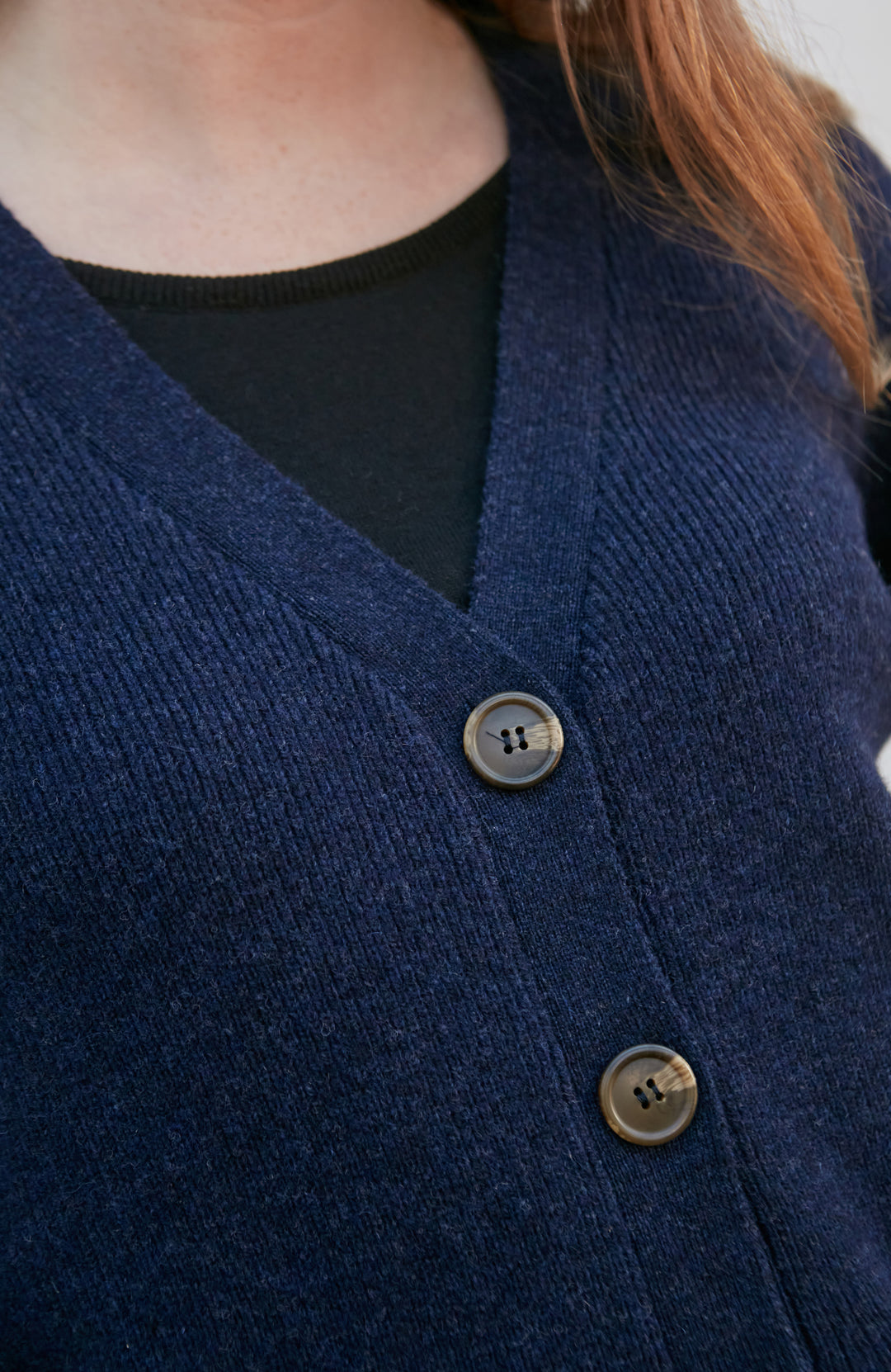 navy womens warm wool cardigan by Paul James
