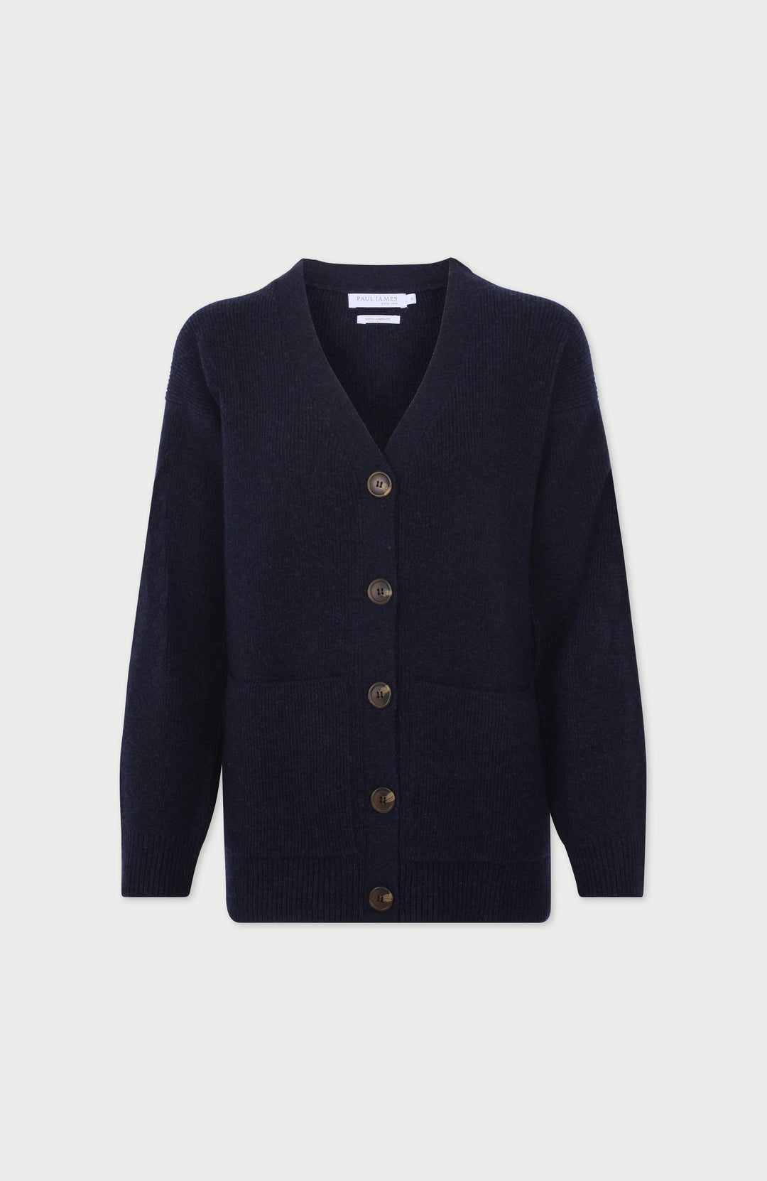 Womens Lambswool V Neck Ribbed Cardigan with Pockets – Paul James