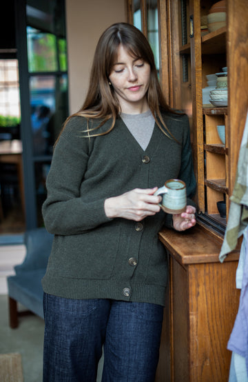 Green Lambswool cardigan by Paul James
