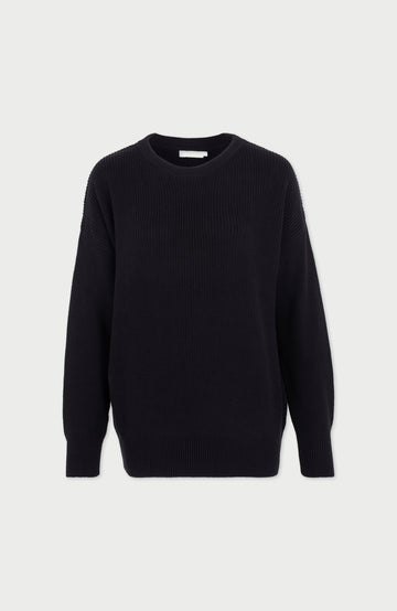 Black Womens Cotton Ribbed Jumper By Paul James