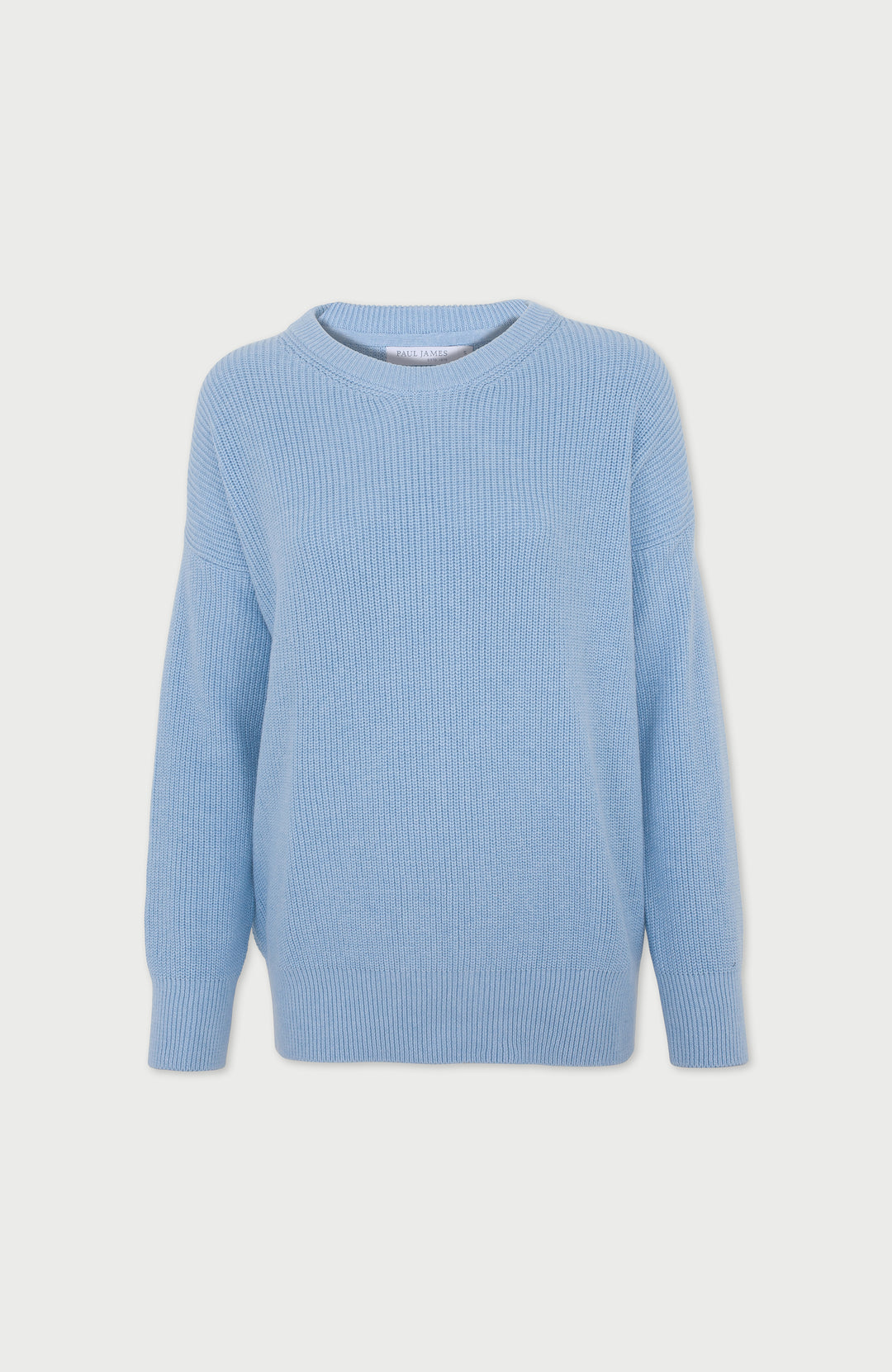Baby Blue Womens Cotton Ribbed Jumper By Paul James