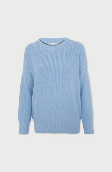 Baby Blue Womens Cotton Ribbed Jumper By Paul James