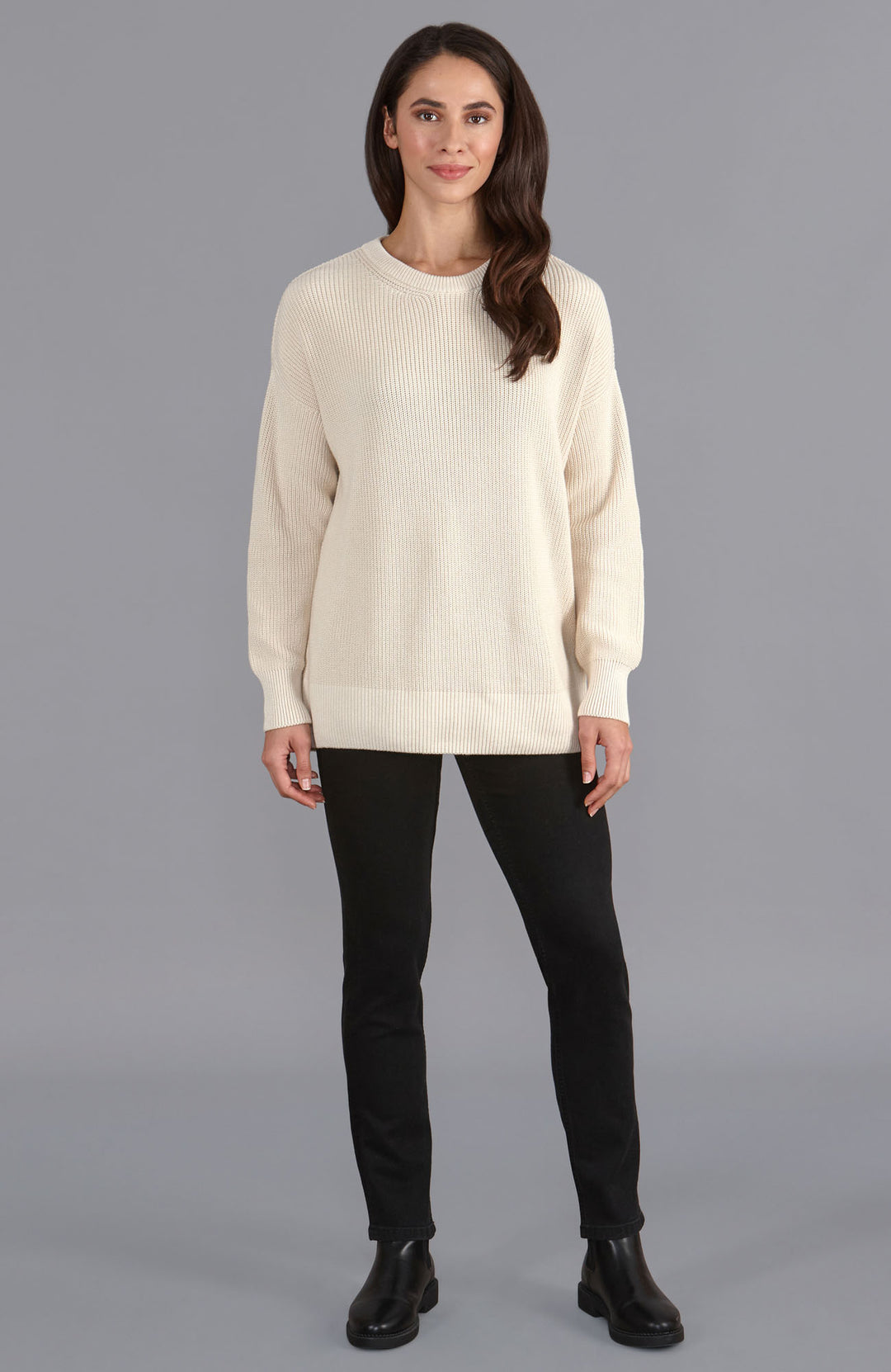 ecru womens fisherman rib knit jumper