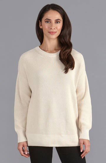 ecru womens fisherman rib knit jumper