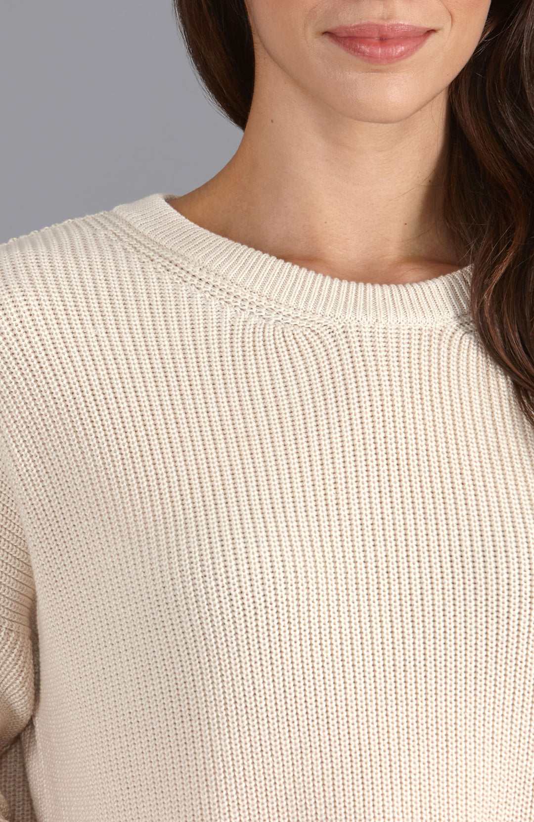 ecru womens fisherman rib knit jumper