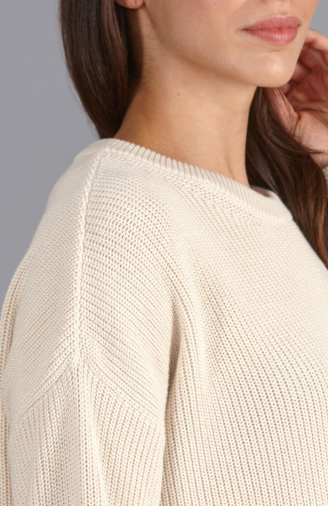 ecru womens fisherman rib knit jumper