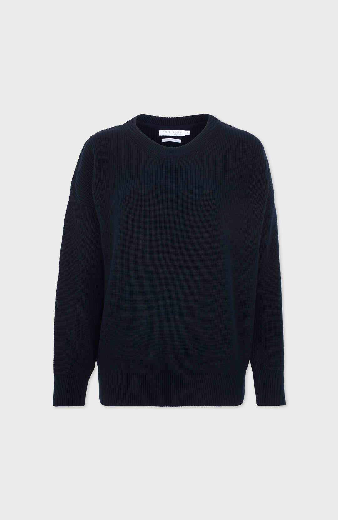 Navy Womens Cotton Ribbed Jumper By Paul James