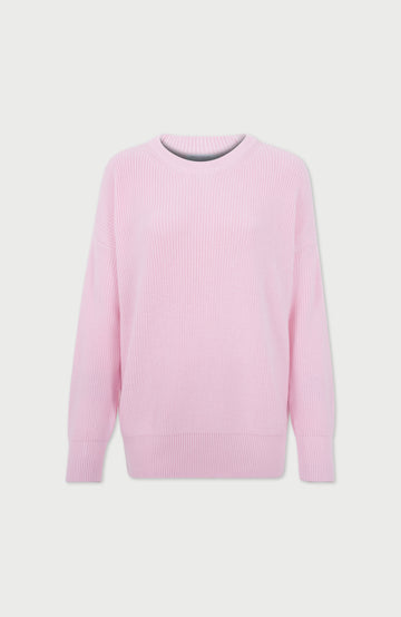 Pink Womens Cotton Ribbed Jumper By Paul James