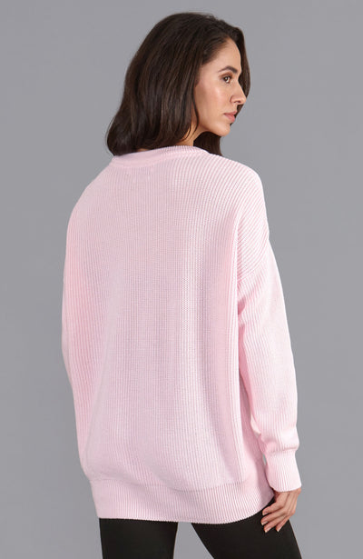 pink womens fisherman rib knit jumper