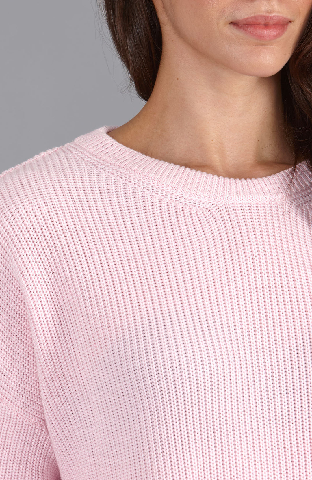 pink womens fisherman rib knit jumper