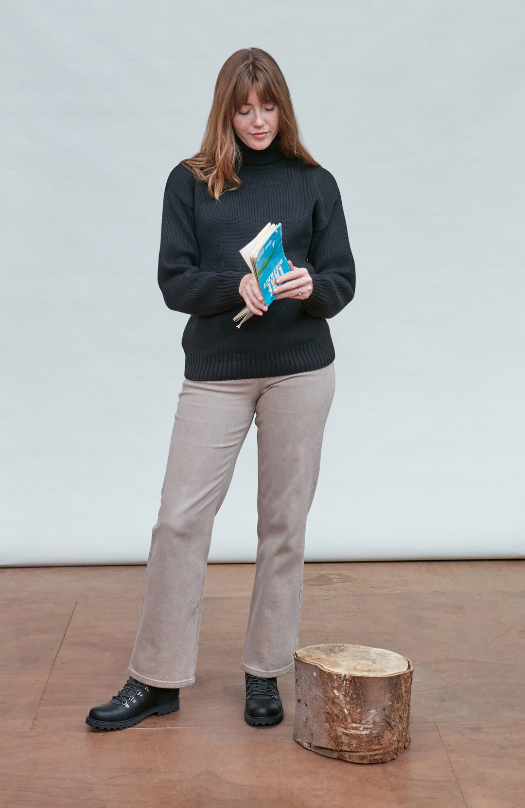 Womens Pure Cotton Heavyweight Submariner Roll Neck Jumper
