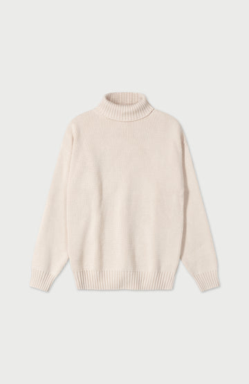 Ecru Womens Cotton Roll Neck Jumper By Paul James