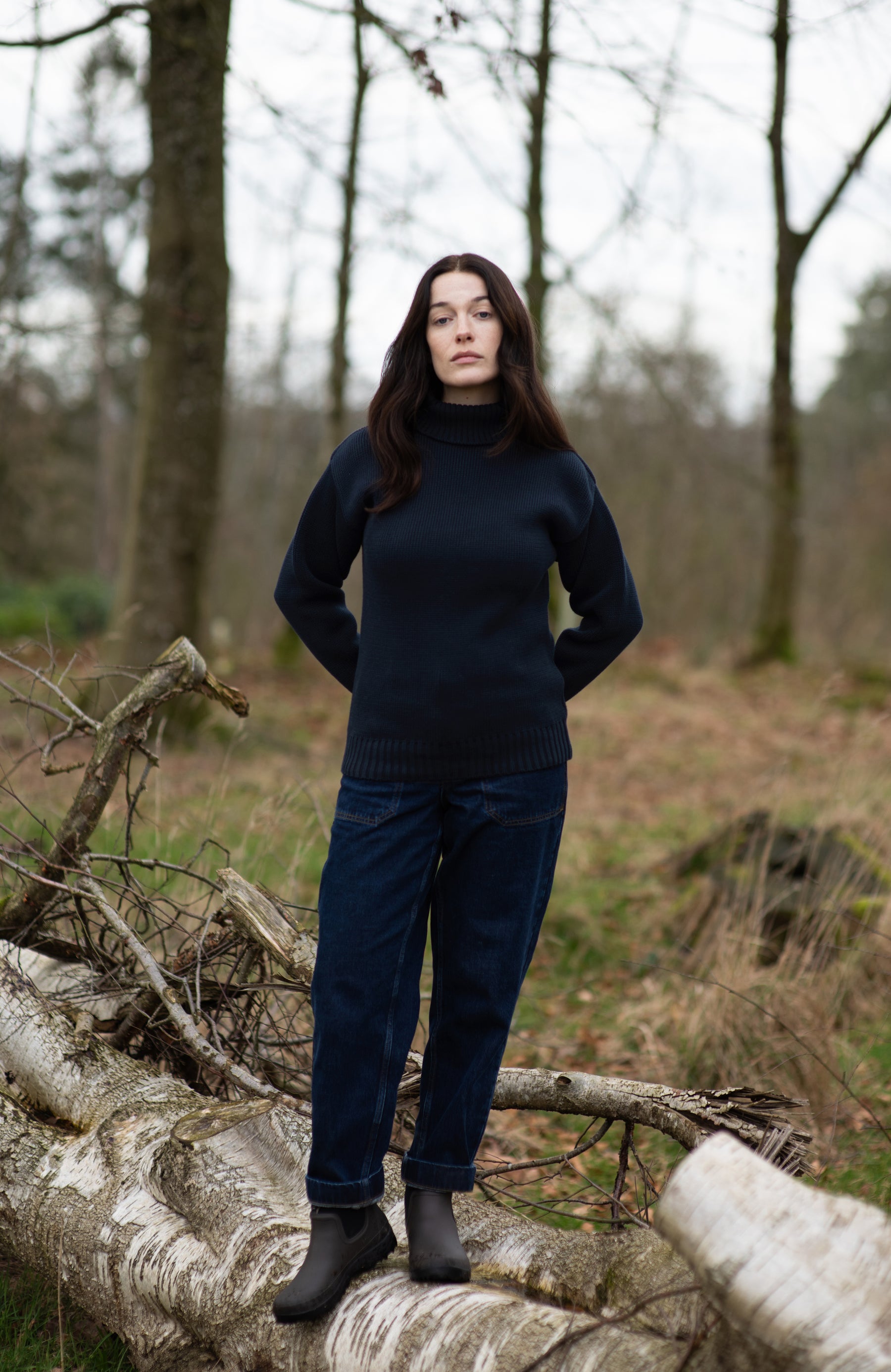 Womens Pure Cotton Heavyweight Submariner Roll Neck Jumper
