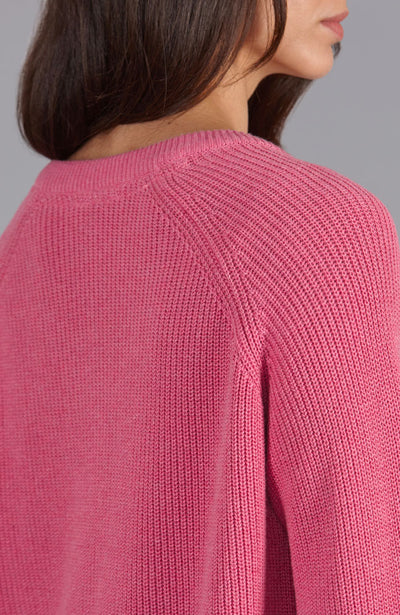 pink ladies v neck rib jumper