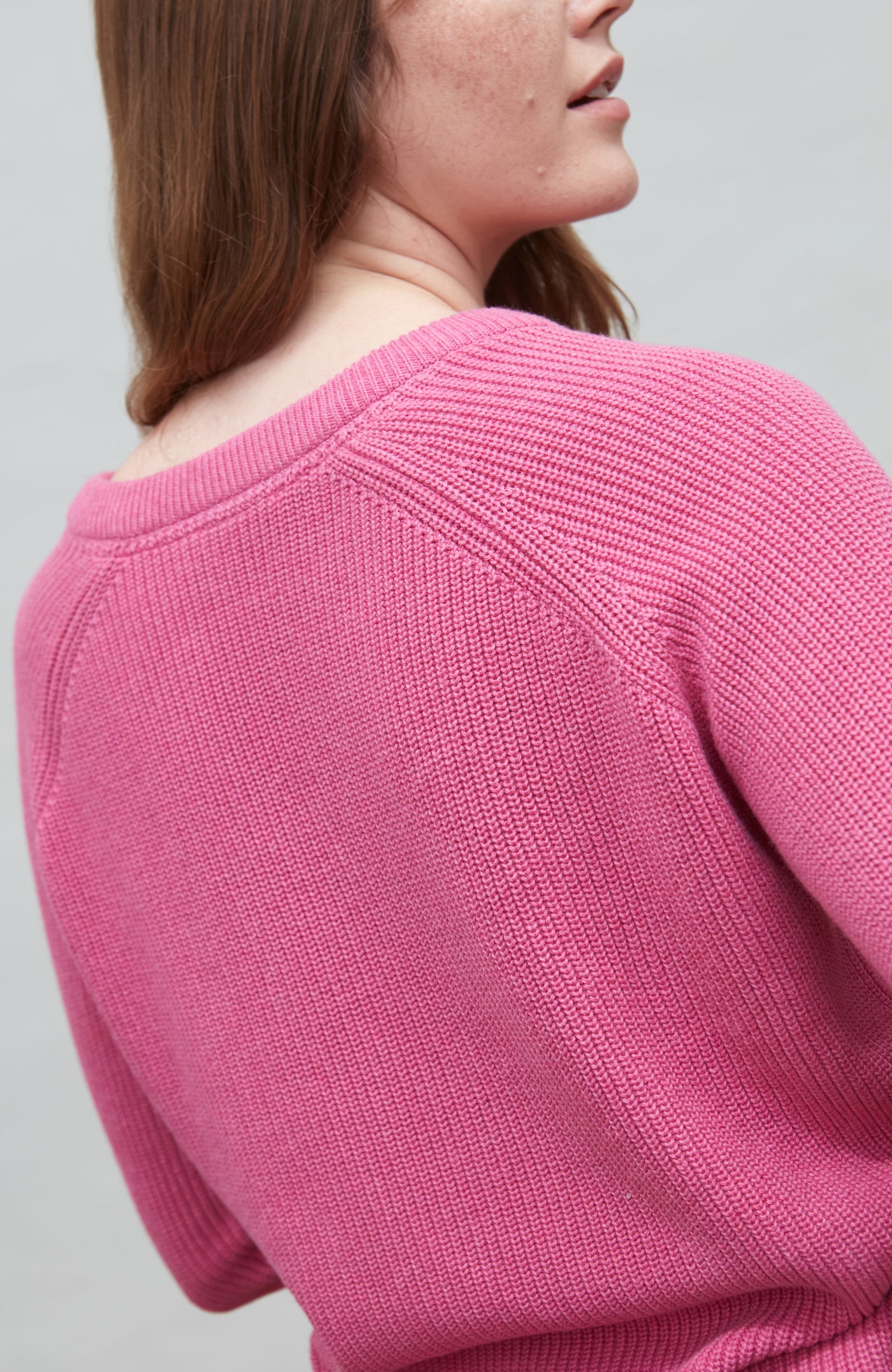 Womens Cotton Ribbed V Neck Jumper