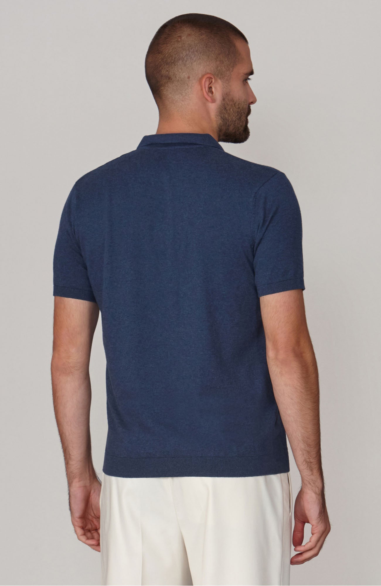 blue mens quality knitted polo shirt