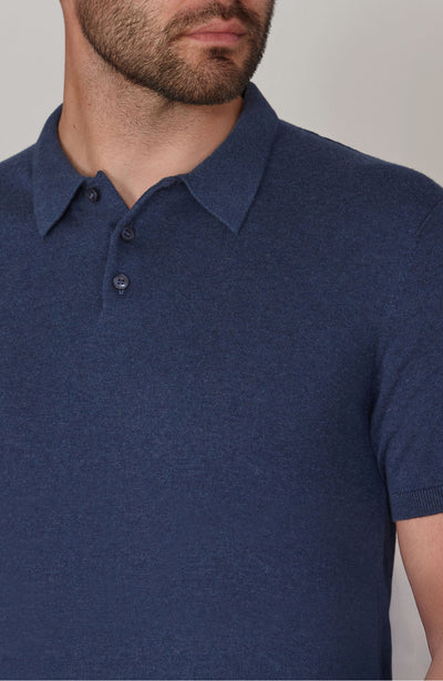 blue mens quality knitted polo shirt