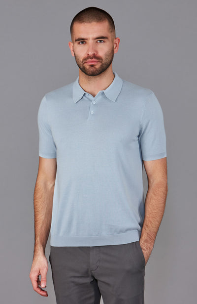 blue mens short sleeve polo shirt