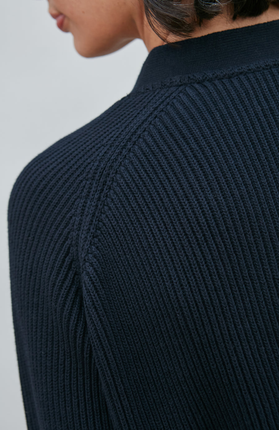 Womens Cotton Oversized V Neck Ribbed Cardigan - Feature 3