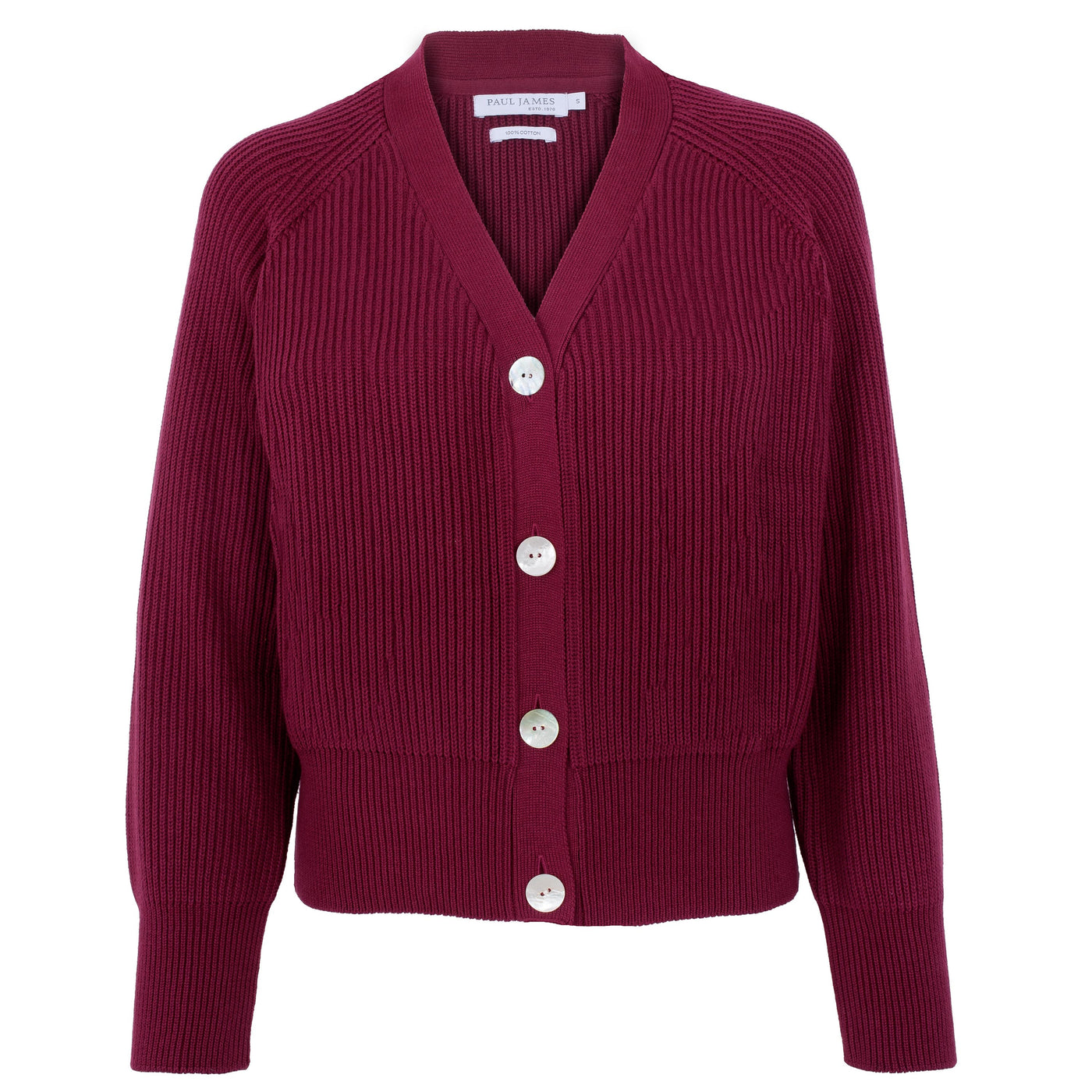 Womens Cotton Oversized V Neck Ribbed Cardigan – Paul James Knitwear