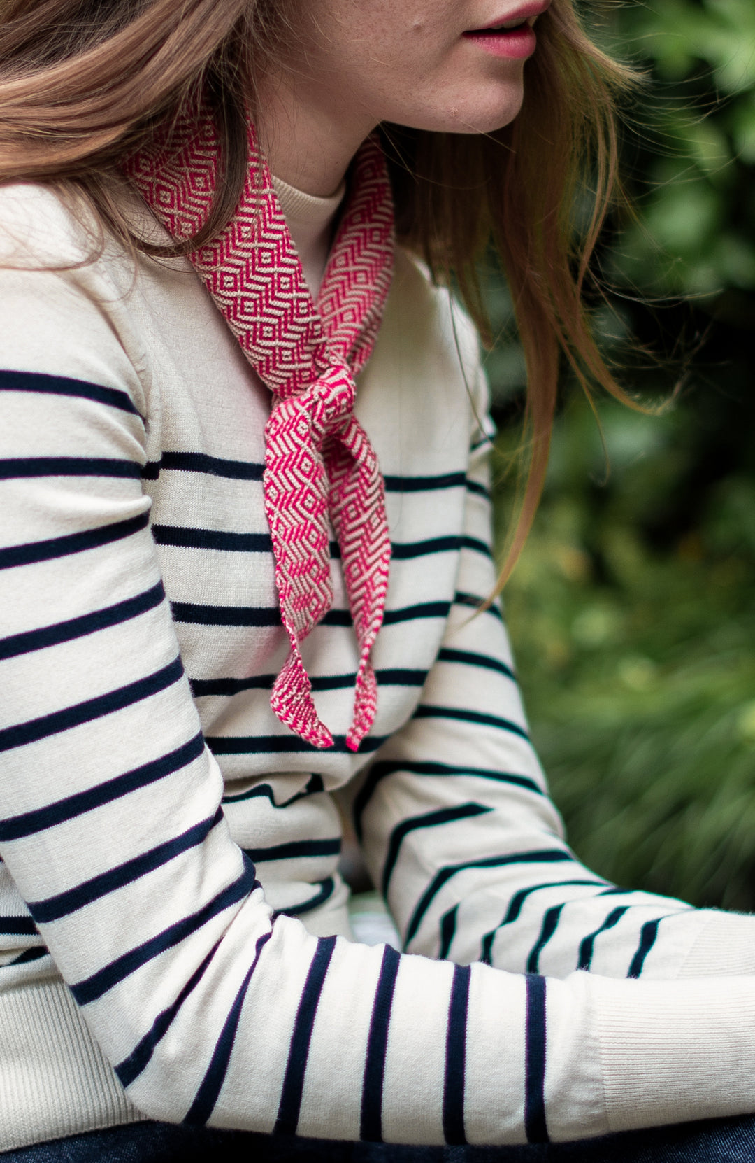 Red woman's necktie textured triangle scarf