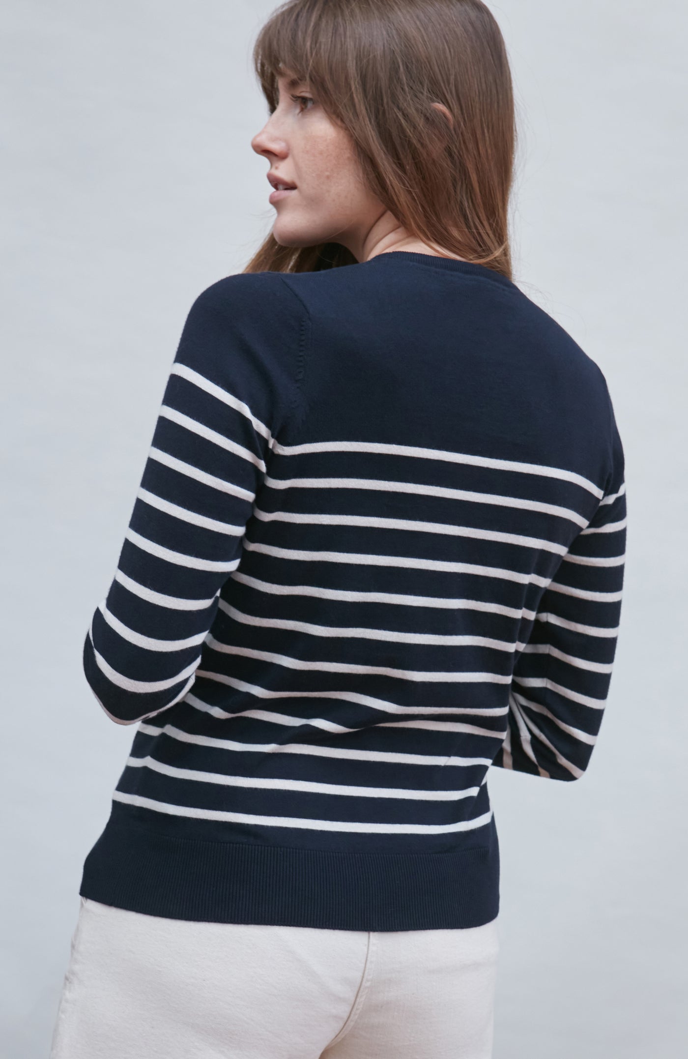 navy cotton breton stripe jumper