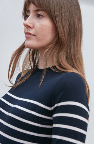 navy cotton breton stripe jumper