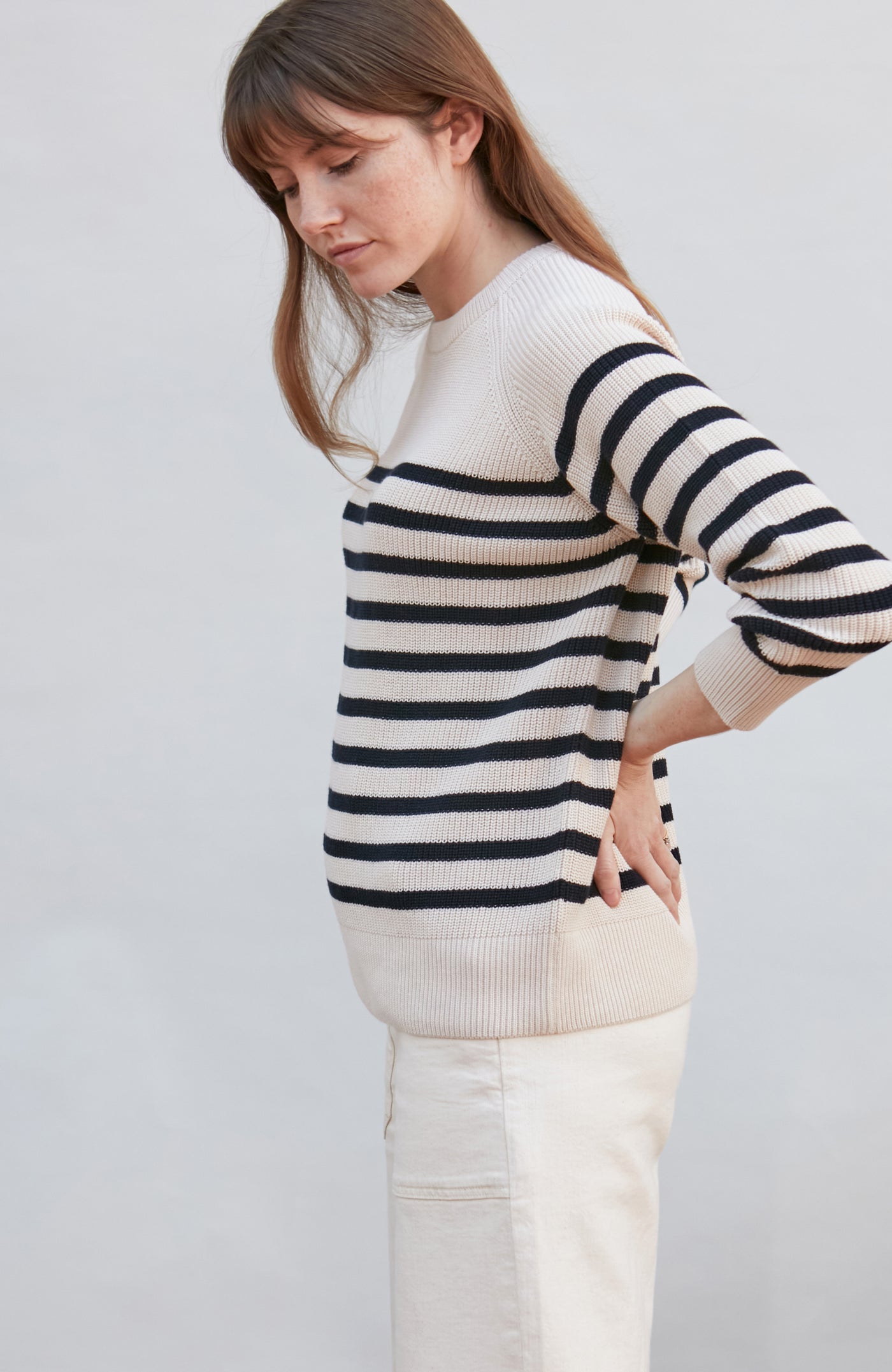 ecru womens rib cotton jumper