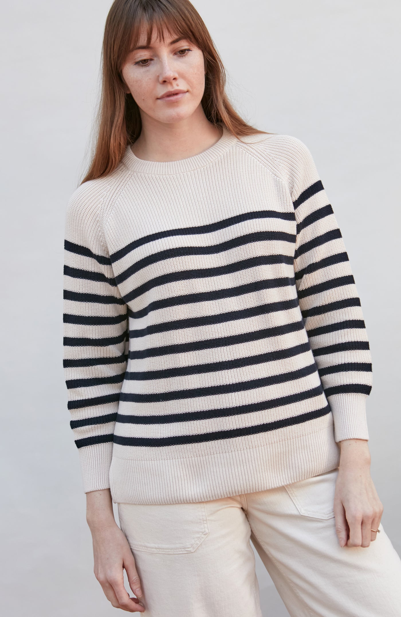ecru womens rib cotton jumper