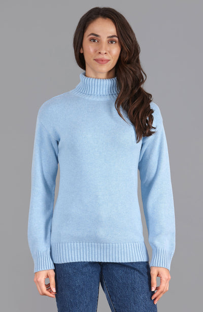 blue womens winter roll neck jumper