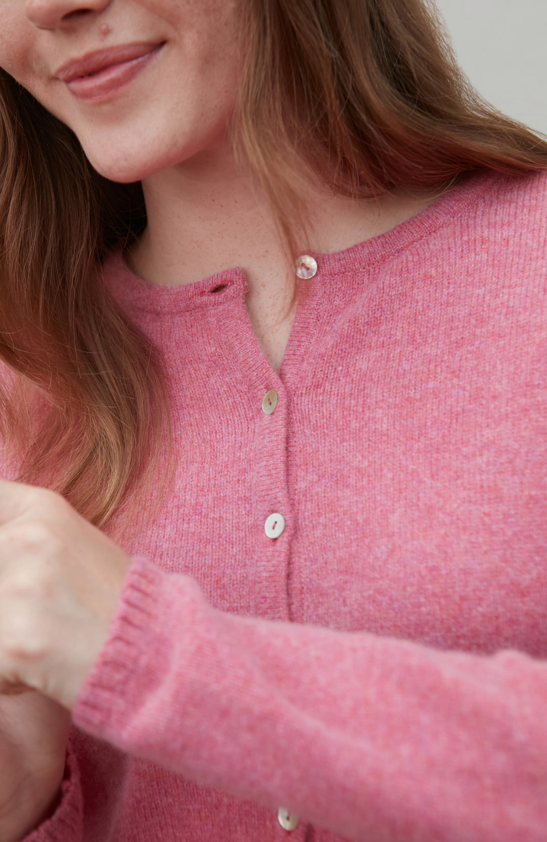 Pink Womens Lambswool Cardigan By Paul James