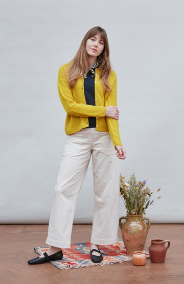yellow womens wool cardigan