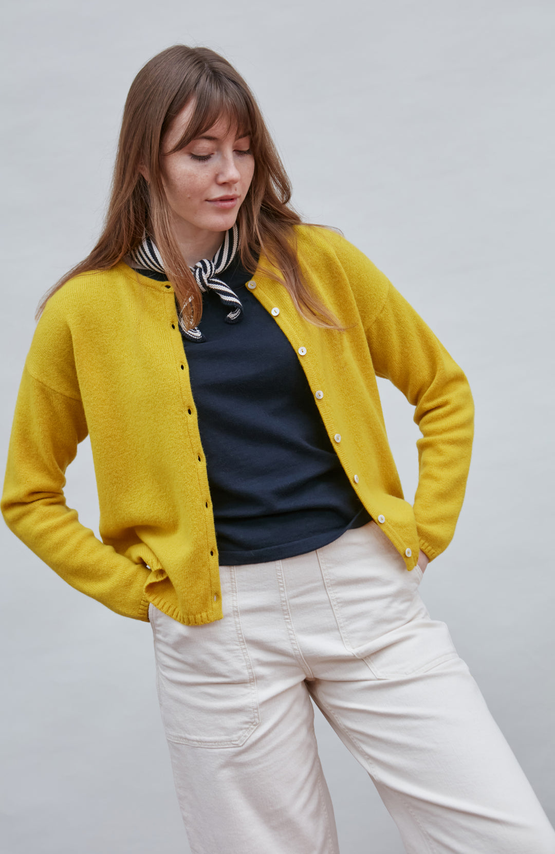 yellow womens wool cardigan