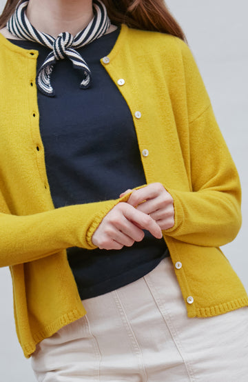 yellow womens wool cardigan